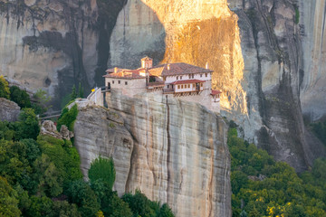 Fototapeta na wymiar Monastery on a Rock in a Mountain Gorge