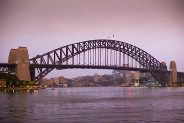 Fototapeta na wymiar Sydney Harbour Bridge located in Sydney, NSW, Australia. Australia is a continent located in the south part of the earth.