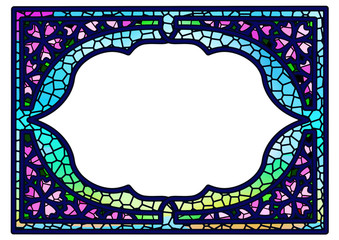 Obraz premium Cherry blossom frame in stained glass style
