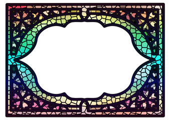 Cherry blossom frame in stained glass style