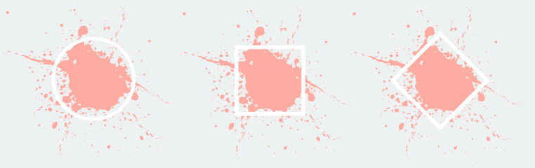 abstract artistic ink pink of stain or splash pink watercolor paint and liquid Ink splash splatter is  pastel line calligraphy of brush stroke isolated on white background with clipping path