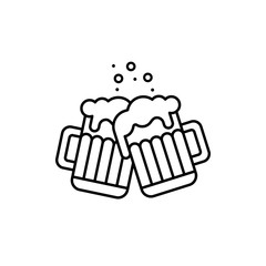 Cheers icon. Two foamy beer glasses icon. Beer vector icon. Alcohol sign. Drink symbol for your web site design, logo, app, UI. Vector illustration, EPS10. 