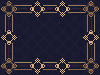 Art deco frame. Vintage linear border. Design a template for invitations, leaflets and greeting cards. The style of the 1920s and 1930s. Vector illustration