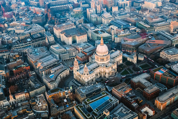 Aerial view of St Paul's cathedral, London, UK
