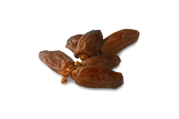 Dried dates fruit isolated on a white background.