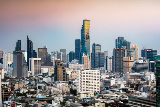 Bangkok City Skyline At Sunset, Thailand