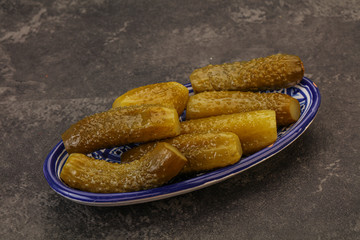 Pickled cucumbers in the plate