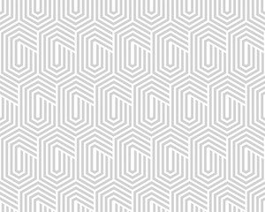 Abstract geometric pattern with stripes, lines. Seamless vector background. White and grey ornament. Simple lattice graphic design.