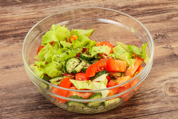 Vegan salad with tomato, cucumber and chia