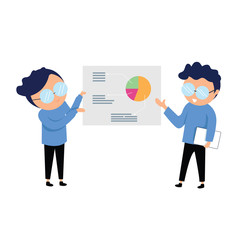 business man with laptop and present project.