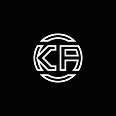 KA logo monogram with negative space circle rounded design template - obrazy, fototapety, plakaty