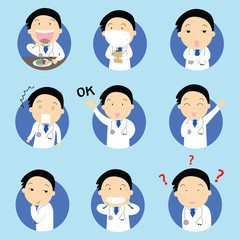 set of fun cartoon doctor concept.