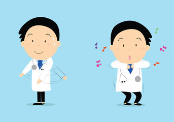 Character of doctor exercise concept.