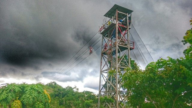 Low Angle View Of Bicycle Ride At Chocolate Hills Adventure Park Against Cloudy Sky