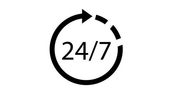 24/7 Service open 24h hours a day and 7 days a week.