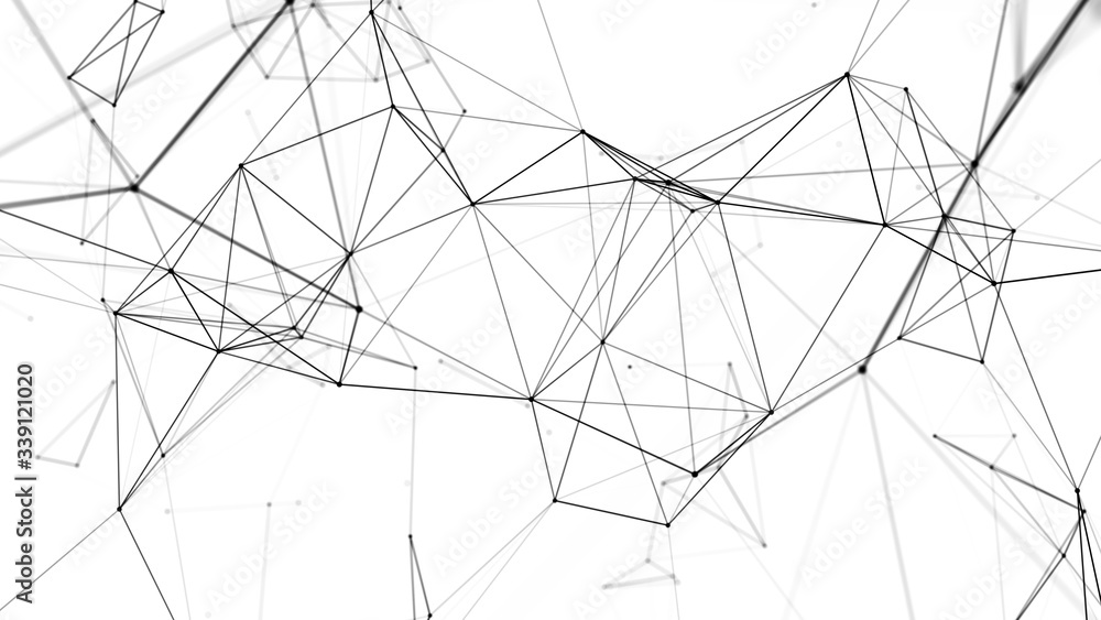 Poster digital plexus of glowing lines and dots. abstract background. 3d rendering. network or connection. 