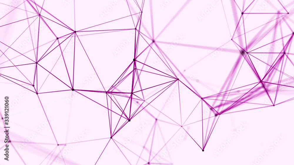Poster digital plexus of glowing lines and dots. abstract background. 3d rendering. network or connection. 