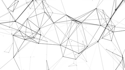 Digital plexus of glowing lines and dots. Abstract background. 3D rendering. Network or connection. 3d rendering.