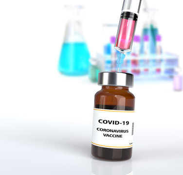 Coronavirus Vaccine and syringe injection. It use for prevention,immunization and treatment from Coronavirus, Covid-19, nCoV 2019 infection