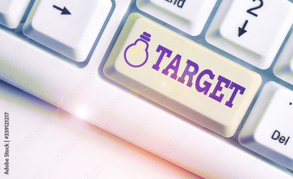 Poster conceptual hand writing showing target. concept meaning demonstrating object or place selected as th