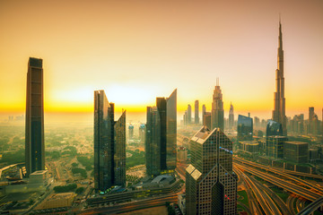 Naklejka na ściany i meble Dubai city center view, United Arab Emirates 