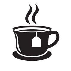 Cup of tea icon with black design isolated on white background 
