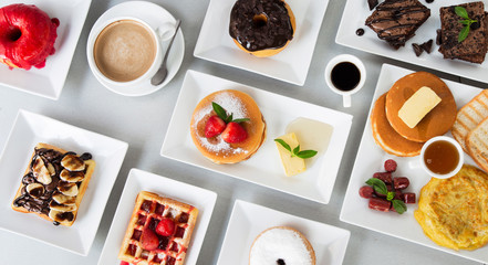 Breakfast variation with many kinds of meals