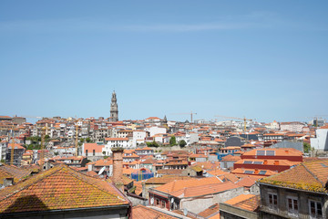 Fototapeta na wymiar Panorama of the city in Porto with church.