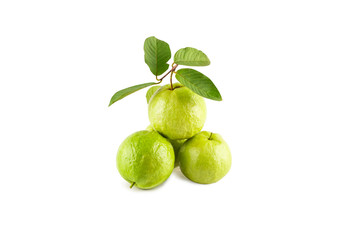 group of guava and guava leaf on white background fruit agriculture food isolated
