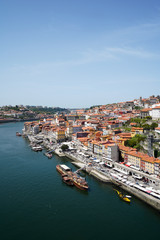 Fototapeta na wymiar Picture of city from bridge Luis I in Porto.
