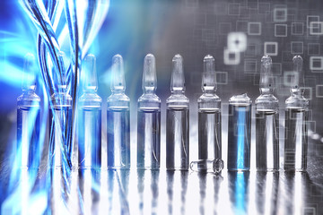 ampoules medicine vaccine concept, abstract background, vaccination virus protection
