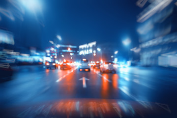 blurred abstract city / bokeh car lights background in night city, traffic jams, highway, night life