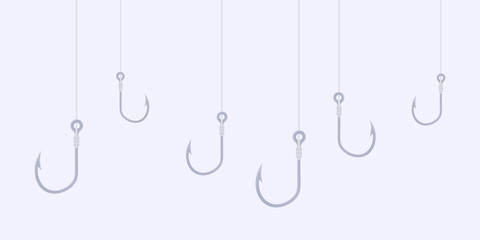 Empty fishing hook. Tackle for fishing. Vector illustration