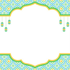 Colorful ramadan background template with arabic pattern and lantern decoration
