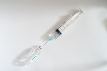 Fototapeta premium Coronavirus , COVID-19, 2019-nCov novel virus concept. Infection vaccine and syringe. testing for diagnosis.