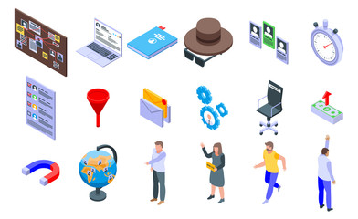 Fototapeta premium Recruiter icons set. Isometric set of recruiter vector icons for web design isolated on white background