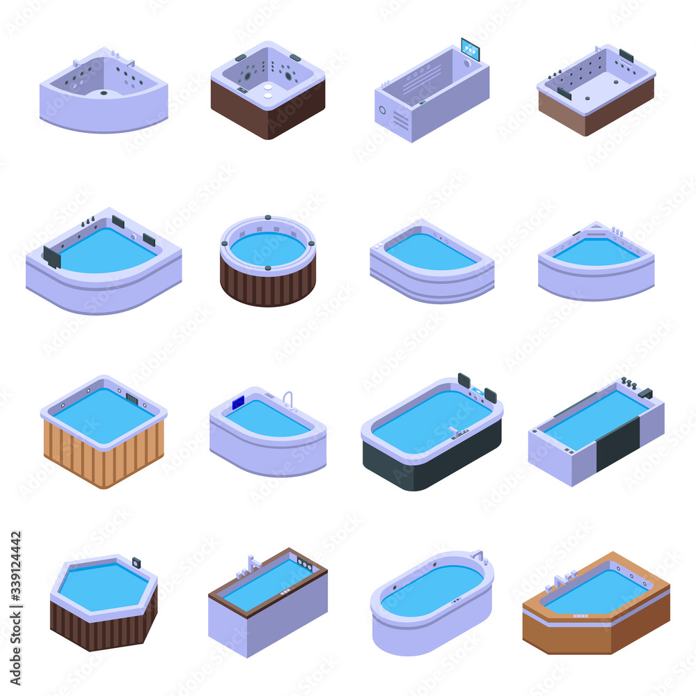 Aufkleber jacuzzi icons set. isometric set of jacuzzi vector icons for web design isolated on white background