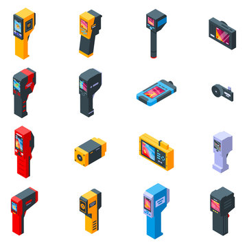 Thermal imager icons set. Isometric set of thermal imager vector icons for web design isolated on white background