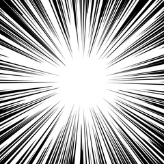 Fototapeta premium Comic book background. Black and white radial lines speed frame. Vector illustration