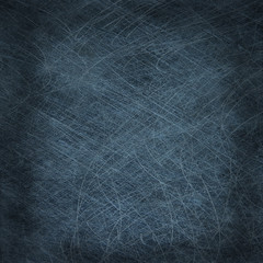 metal scratches blue background abstract / empty blank frame scratches on metal