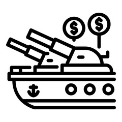 Trade war ship icon. Outline trade war ship vector icon for web design isolated on white background