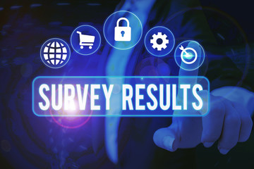 Text sign showing Survey Results. Business photo showcasing result of activity that collects or...