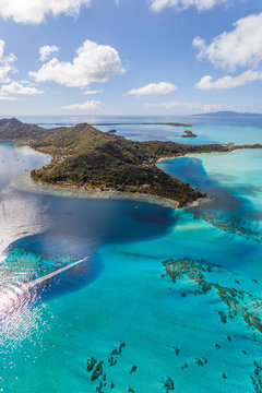 Aerial view of the island of Bora Bora, French Polynesia
