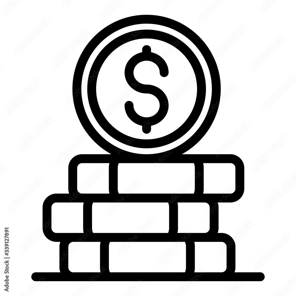 Poster money coin stack icon. outline money coin stack vector icon for web design isolated on white backgro