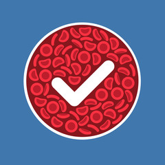 Blood Cells and tick in a circle - Vector illustration