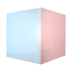 Isolated cube on white background. 3D rendering. 