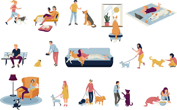 People Dogs Flat Icons