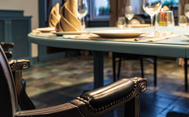 table setting for meal in the restaurant