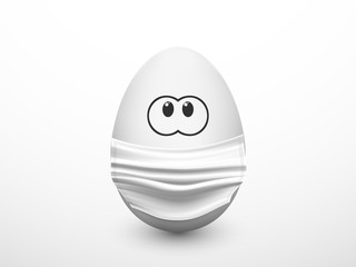 Easter egg in medical face mask on white background. Vector illustration