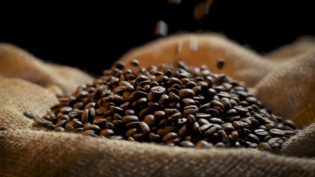 Waterfall of Coffee Beans in a bag of Yuta